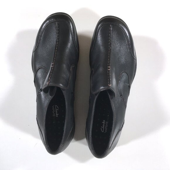 Clarks Wave Walk Slip On Shoes Womens Size 11 Black Leather - Picture 4 of 9